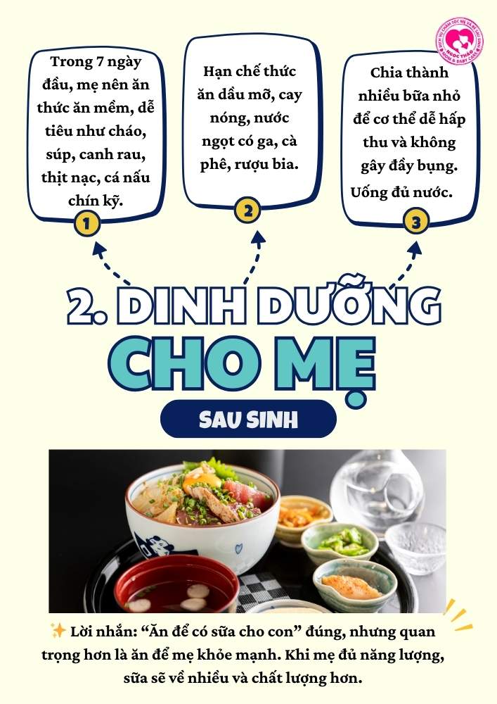 Chế độ dinh dưỡng trong 7 ngày đầu sau sinh