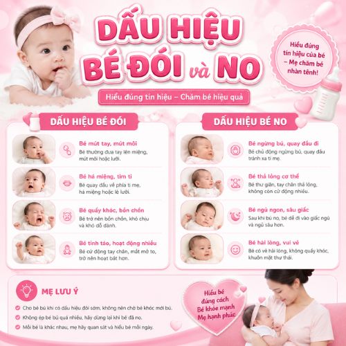 Dấu hiệu bé đói và no mẹ cần biết để cho bé bú đúng cách