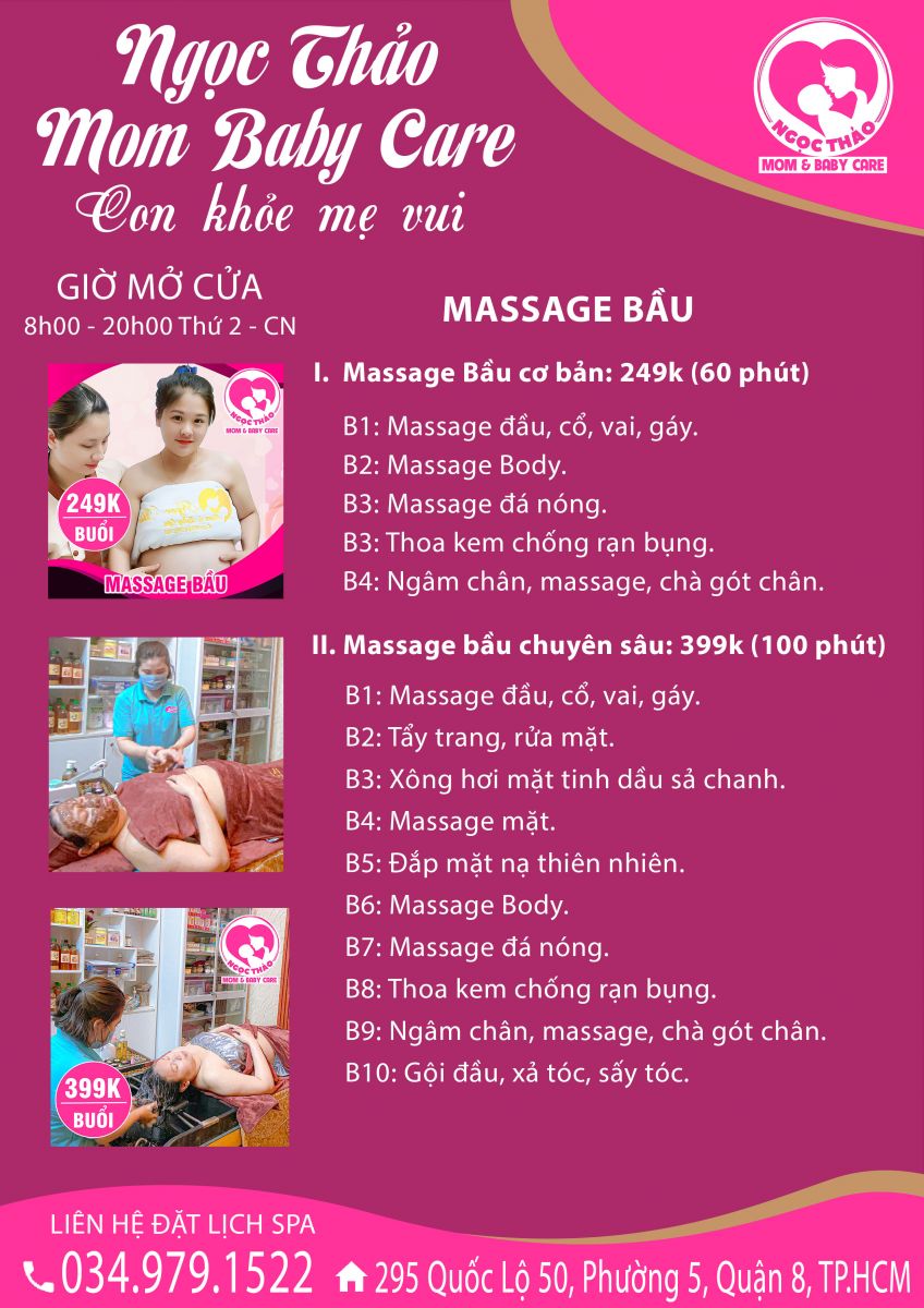 Bảng giá massage Bầu tại Spa
