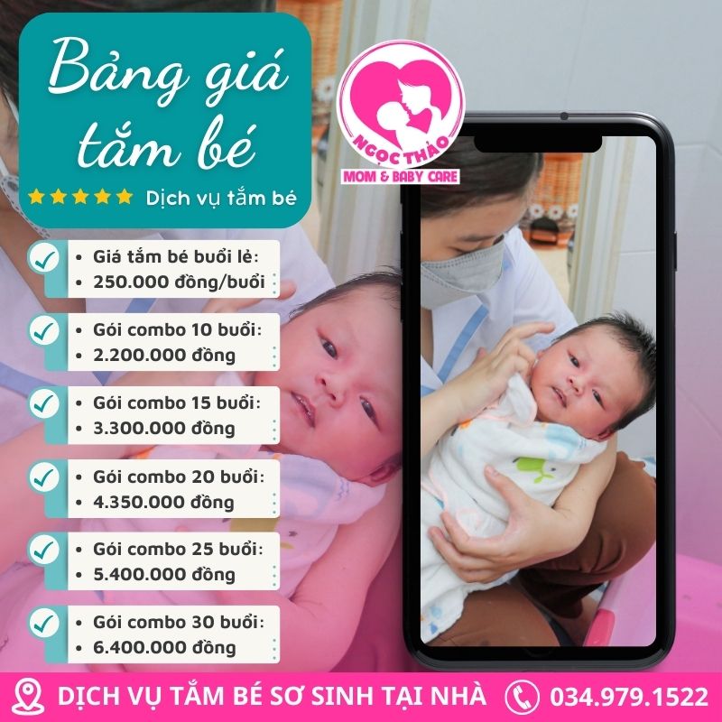 giá gói liệu trình tắm cho bé sơ sinh tại nhà quận Bình Tân