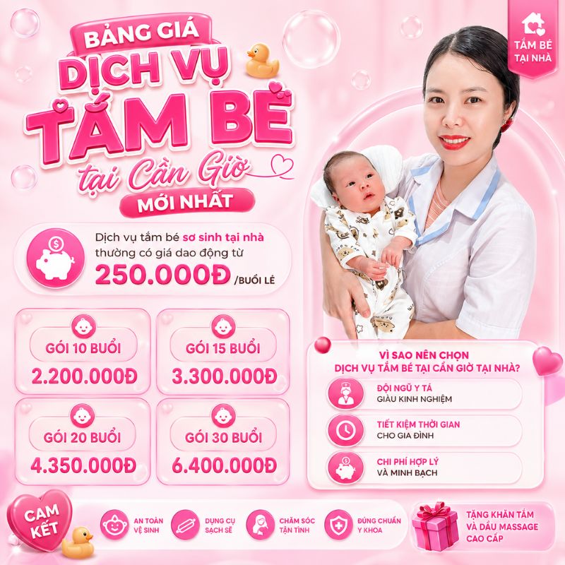 bảng giá dịch vụ tắm bé tại nhà huyện Cần Giờ