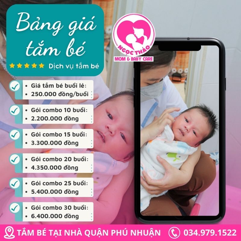 Bảng giá dịch vụ tắm bé tại nhà quận Phú Nhuận
