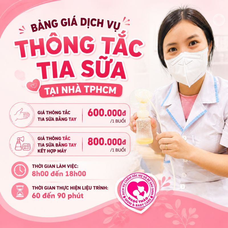 bảng giá dịch vụ thông tắc tia sữa tại nhà