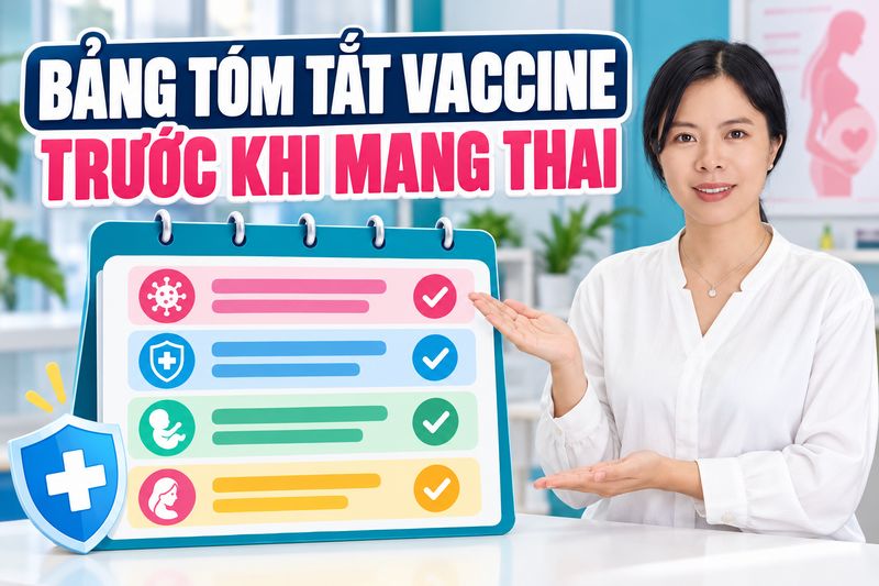 bảng tóm tắt vaccine trước khi mang thai