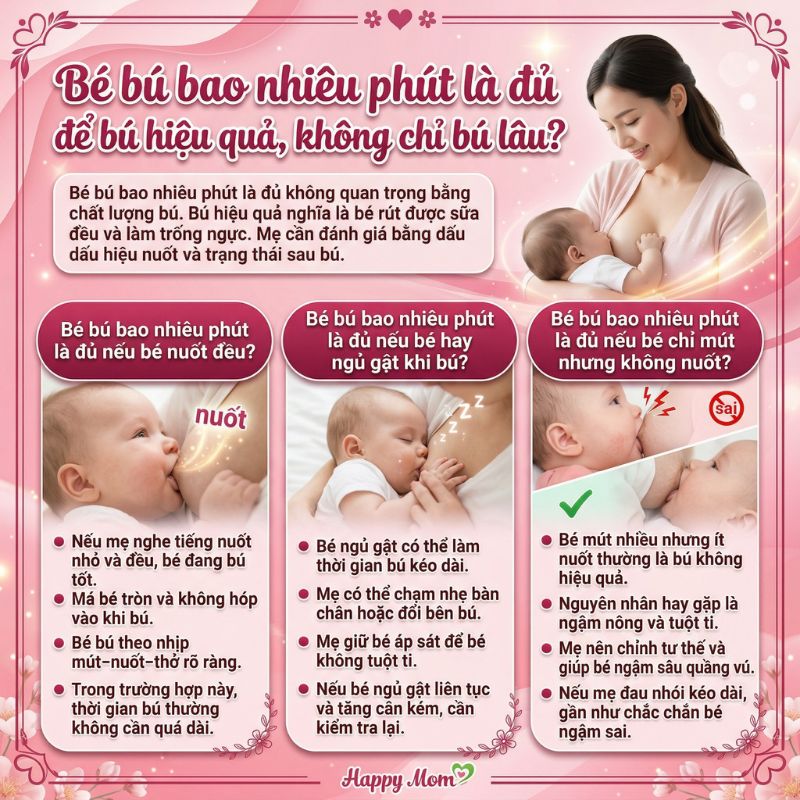 bé bú bao nhiêu phút là đủ theo độ tuổi thì hiệu quả