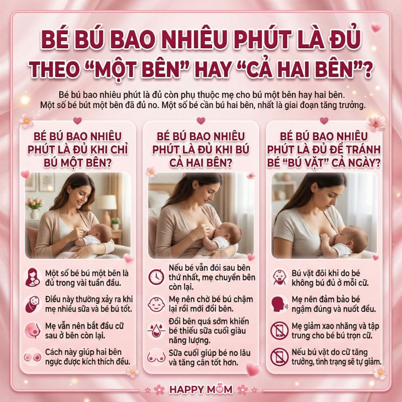 Bé bú bao nhiêu phút là đủ theo một hay cả hai bên