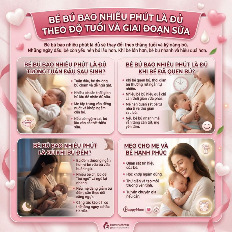 bé bú bao nhiêu phút là đủ theo độ tuổ