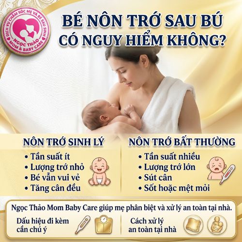 Bé nôn trớ sau bú có nguy hiểm không?