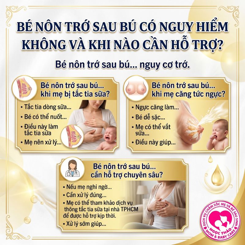 Bé nôn trớ sau bú khi nào cần hỗ trợ