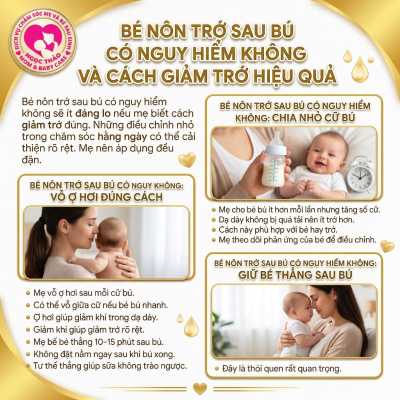 bé nôn trớ sau bú có nguy hiểm không