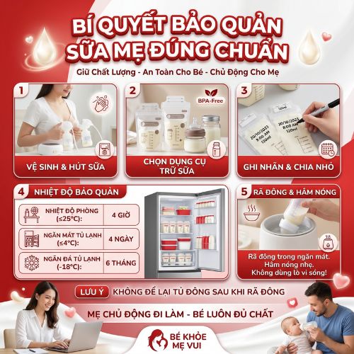 Cách bảo quản sữa mẹ đúng chuẩn: Trữ sữa an toàn, giữ dinh dưỡng tối đa