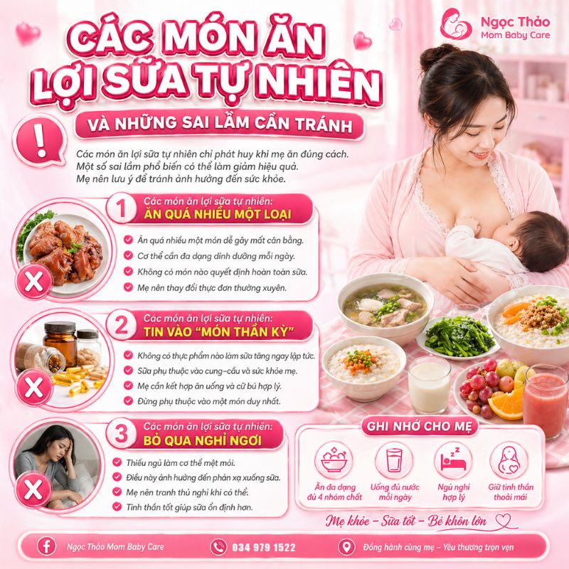 các món ăn lợi sữa tự nhiên khi nào cần hỗ trợ