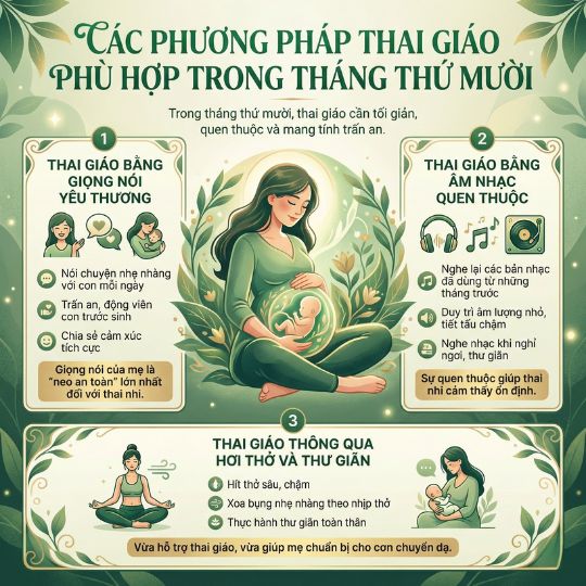 các phương pháp thai giáo phù hợp tháng thứ mười