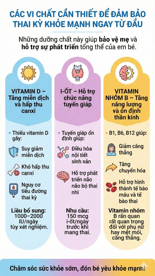 các vi chất cần thiết giúp đảm bảo thai kỳ khỏe mạnh