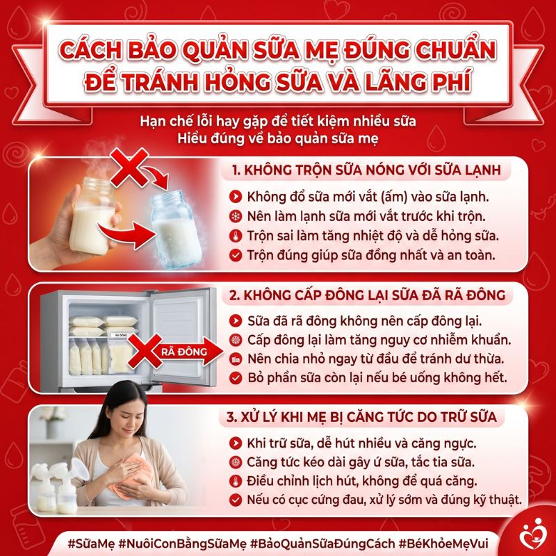 cách bảo quản sữa mẹ tránh lãng phí nguồn sữa