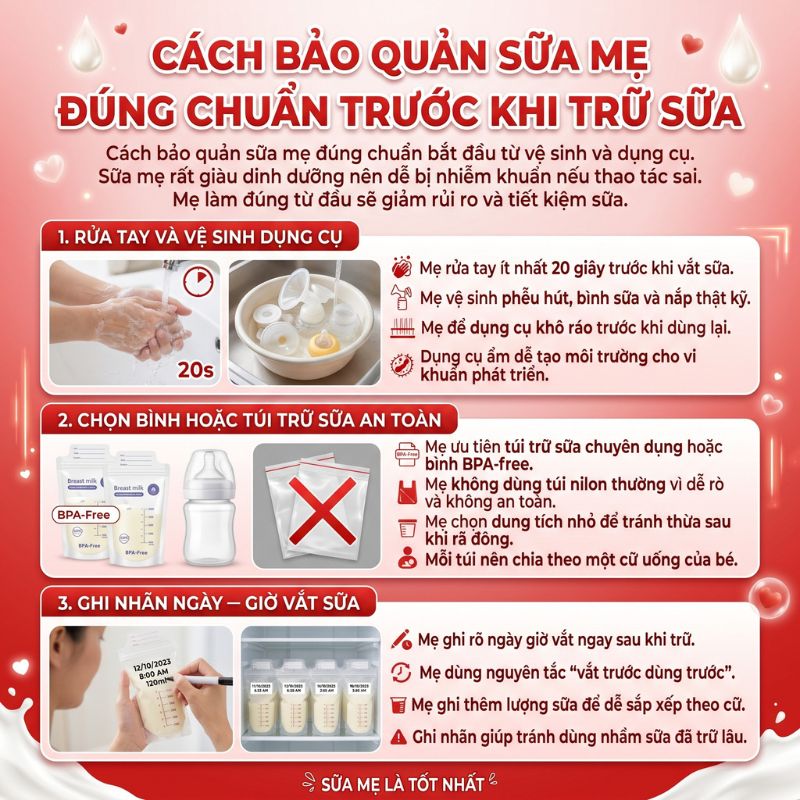 cách bảo quản sữa mẹ đúng chuẩn