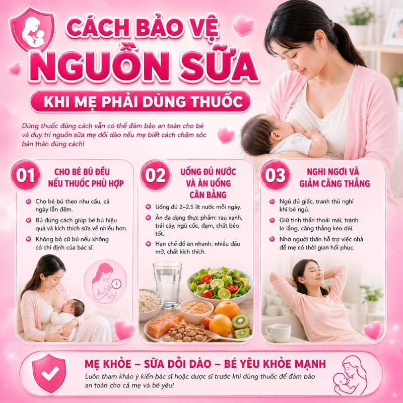 cách bảo vệ nguồn sữa khi mẹ phải dùng thuốc