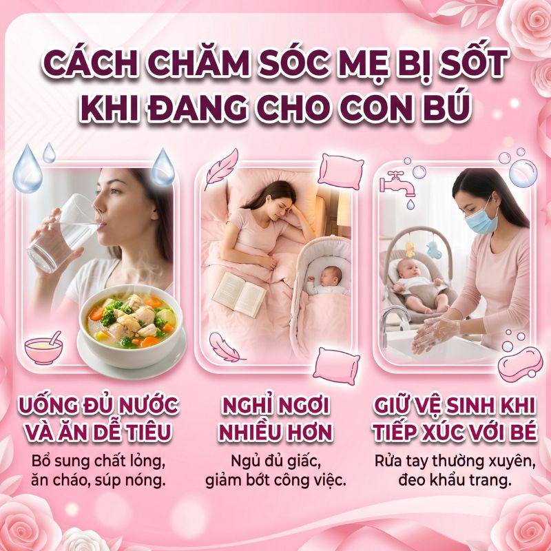 cách chăm sóc mẹ bị sốt khi đang cho con bú