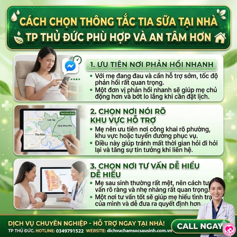 cách chọn dịch vụ thông tắc tia sữa tại nhà Thủ Đức