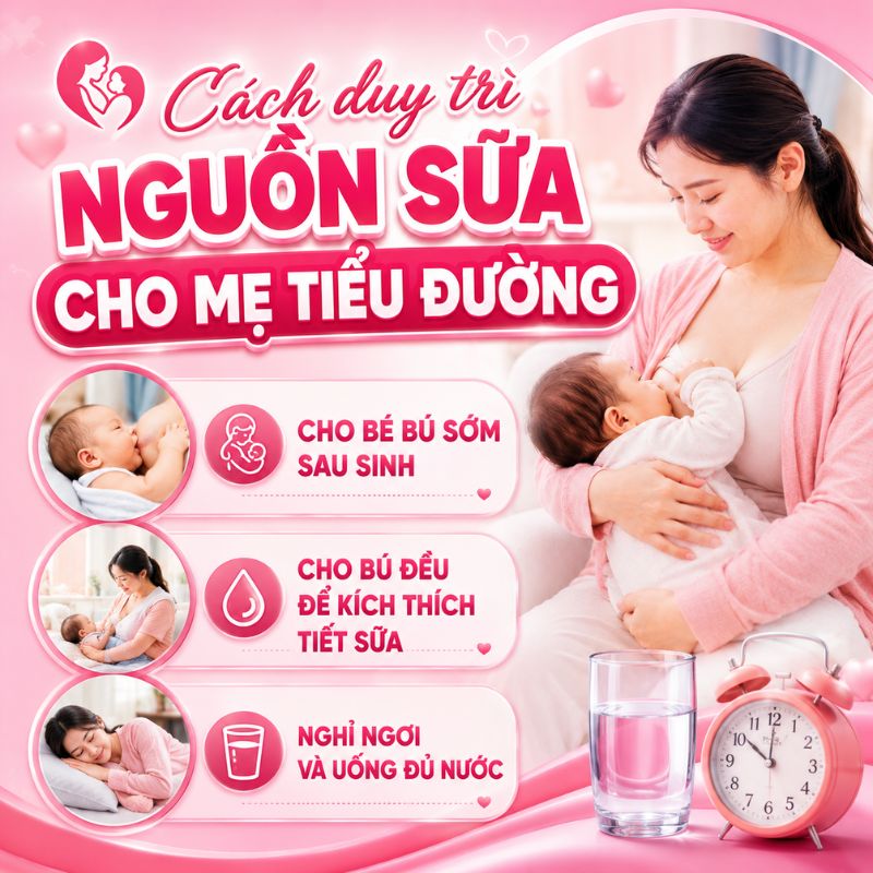cách duy trì nguồn sữa cho mẹ bị tiểu đường