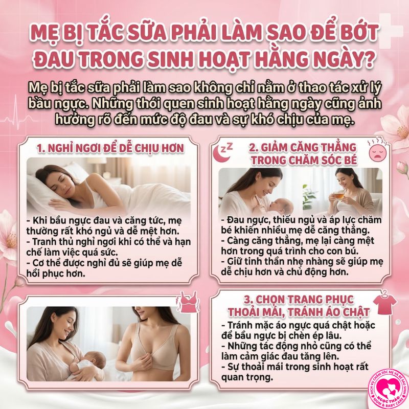cách giảm đau khi bị tắc tia sữa trong sinh hoạt hằng ngày