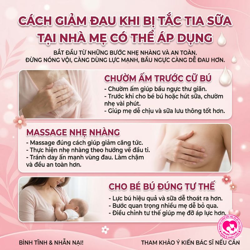 cách giảm đau khi bị tắc sữa