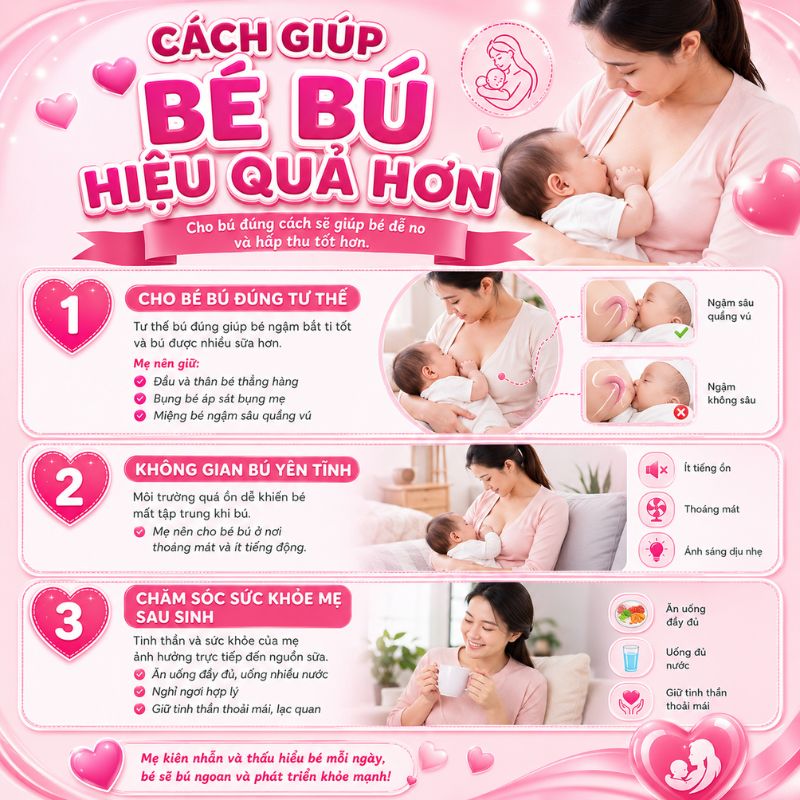 Cách giúp bé bú hiệu quả