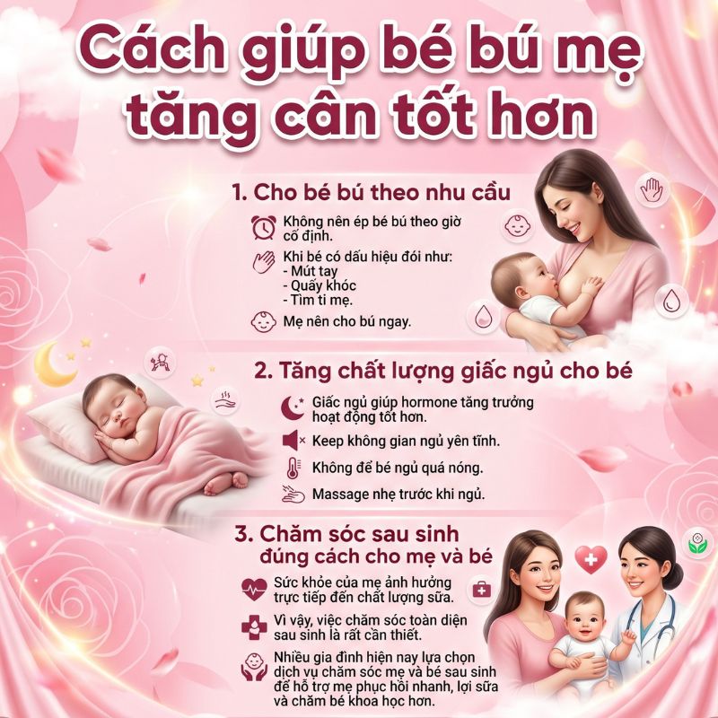 cách giúp bé bú mẹ tăng cân tốt