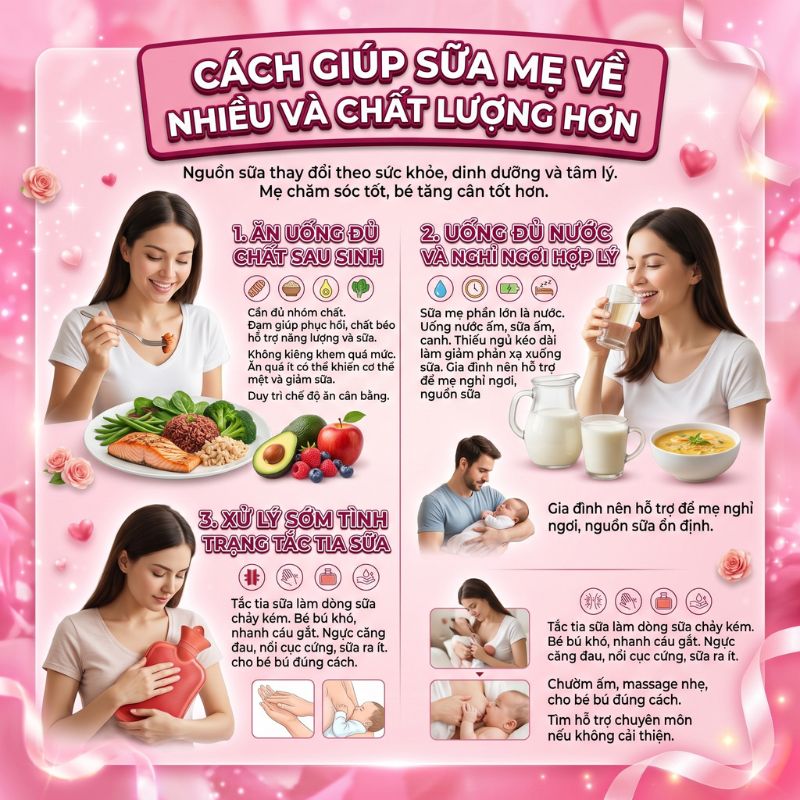 cách giúp sữa mẹ về nhiều và chất lượng