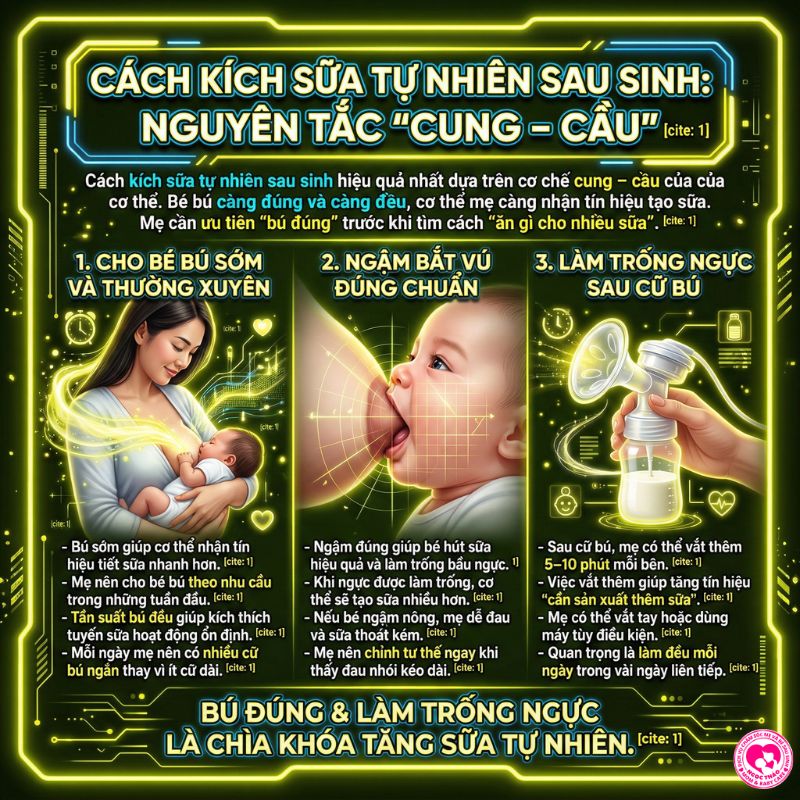cách kích sữa tự nhiên sau sinh theo nguyên tắc cung cầu