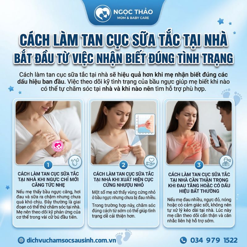cách làm tan cục sữa tắc tại nhà
