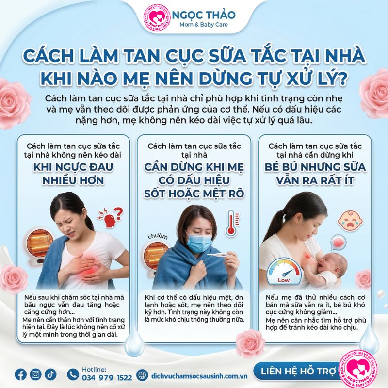 cách làm tan cục sữa tắc khi nào cần ngưng xử lý tại nhà