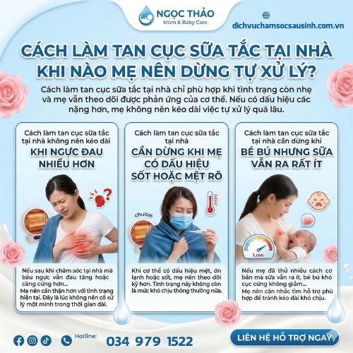 Cách làm tan cục sữa tắc tại nhà cho mẹ sau sinh