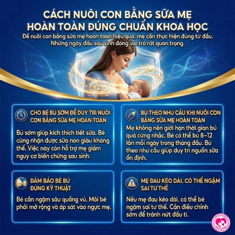 cách nuôi con bằng sữa mẹ an toàn