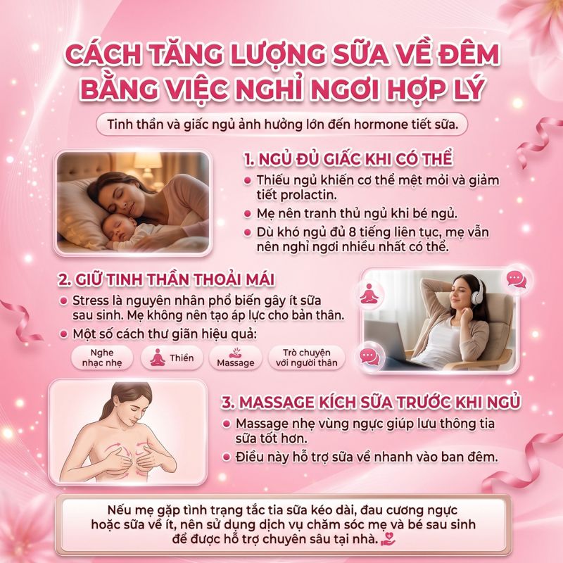 cách tăng lượng sữa về đêm bằng việc nghỉ ngơi hợp lý
