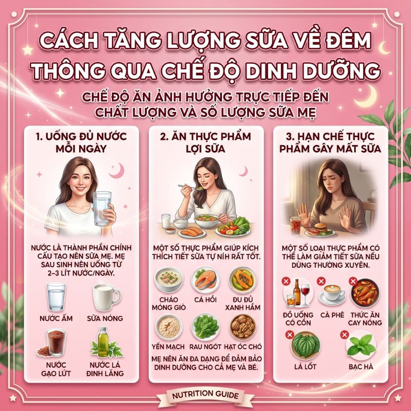 cách tăng lượng sữa về đêm bằng cách cho bé bú đúng cữ