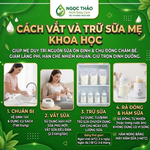 Cách vắt và trữ sữa khoa học