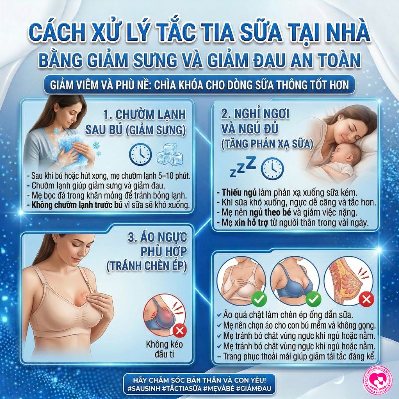 cách xử lý tắc tia sữa tại nhà bằng giảm sưng và giảm đau an toàn