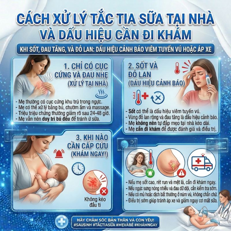 Cách xử lý tắc tia sữa tại nhà và dấu hiệu cần đi khám