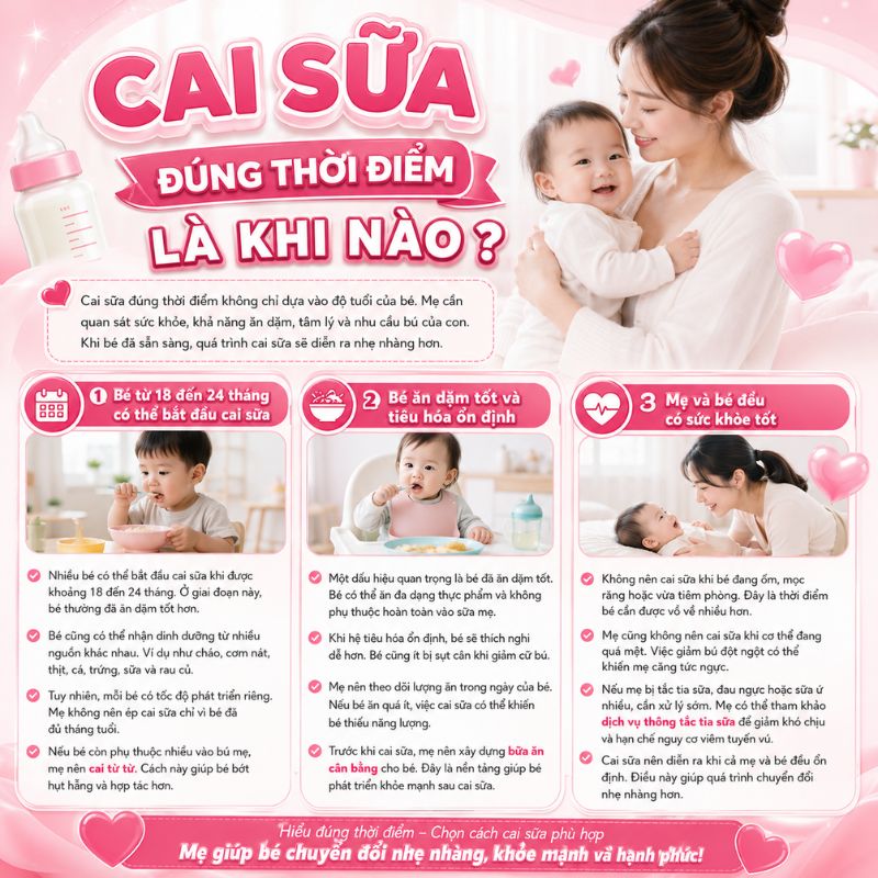 cai sữa đúng thời điểm là khi nào