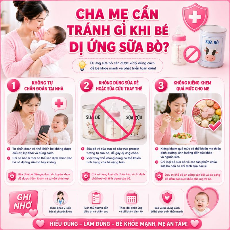 cha mẹ cần tránh gì khi bé dị ứng sữa bò