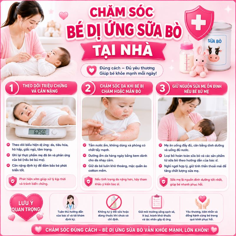 chăm sóc bé dị ứng sữa bò tại nhà