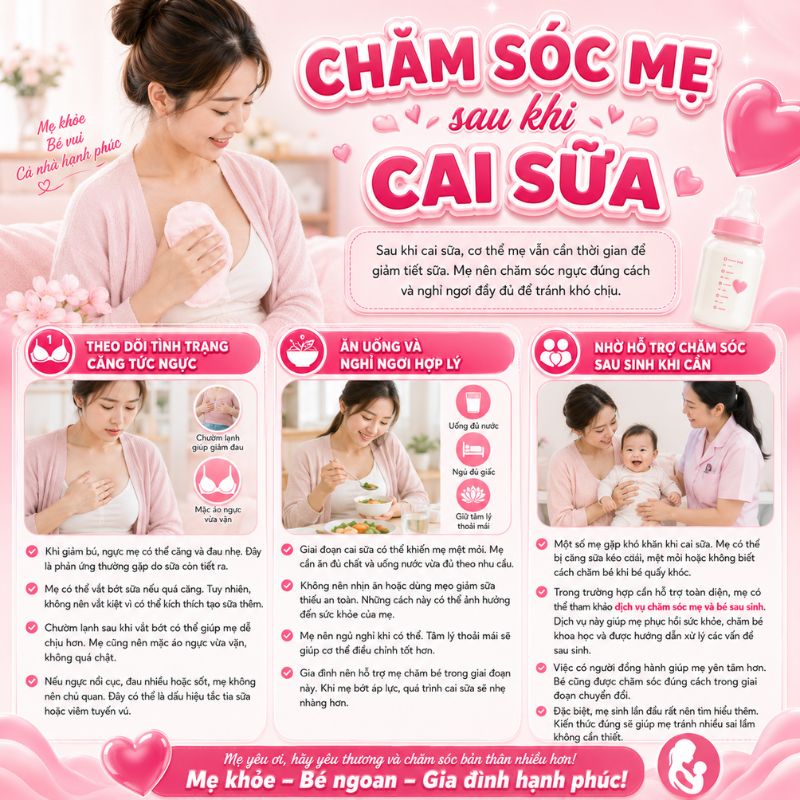 chăm sóc mẹ sau khi cai sữa