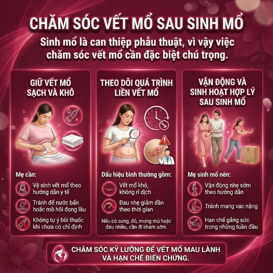 chăm sóc vết mổ sau sinh mổ