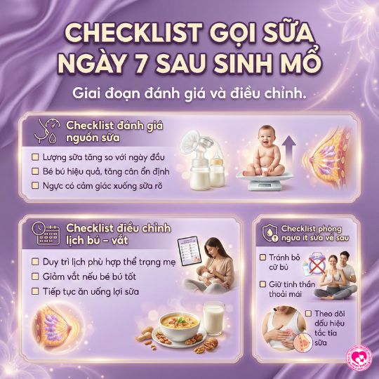 checklist gọi sữa 7 ngày đầu sau sinh mổ