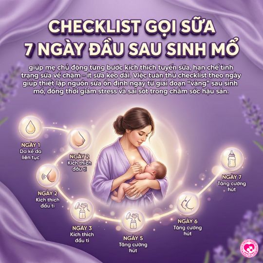 Checklist gọi sữa 7 ngày đầu sau sinh mổ hiệu quả