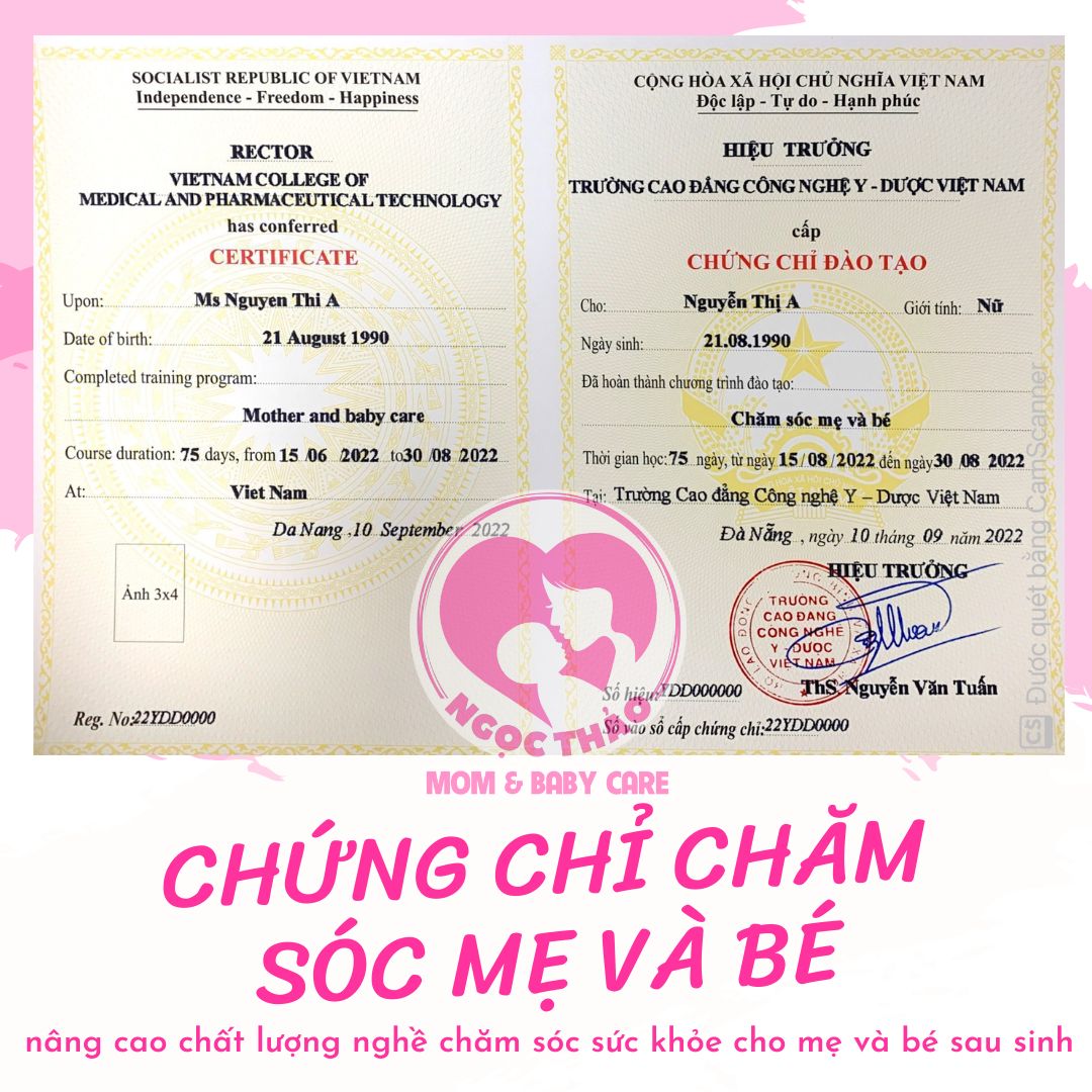 Chứng chỉ chăm sóc mẹ và bé