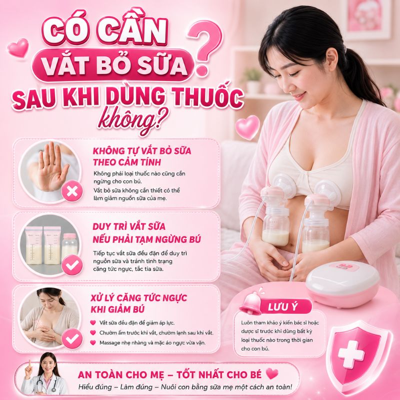 có cần vắt bỏ sữa sau khi dùng thuốc không