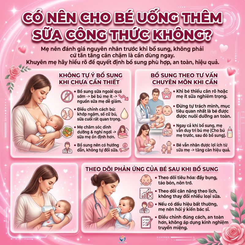 có nên cho bé uống thêm sữa công thức không