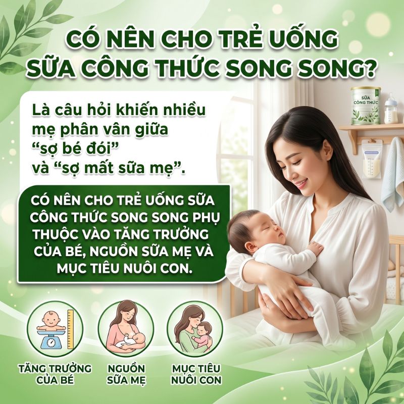 có nên cho trẻ uống sữa công thức song song với bú mẹ